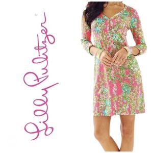 Lilly Pulitzer Palmetto Flamingo Pink Southern Charm Pima Cotton Sz Small Dress